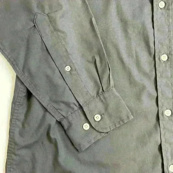 John Blair Mens Size 16 Button Up Shirt Gray Long Sleeve Cotton Polyester - Picture 8 of 10
